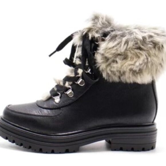 Sun + Stone Women's Orlaa Combat & Lace-up Boots Black Size 7 - Picture 1 of 2